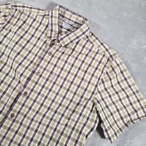 Carhartt Shirt Mens 2XL Green Plaid Relaxed Fit Short Sleeve Button Down